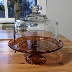 Small Amber Cake Stand or Dessert Tray
